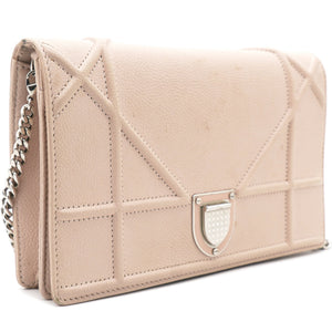 Light Pink Leather Diorama Wallet on Chain