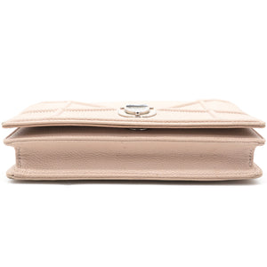 Light Pink Leather Diorama Wallet on Chain