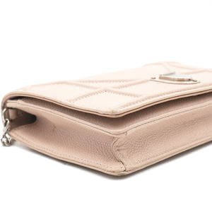 Light Pink Leather Diorama Wallet on Chain