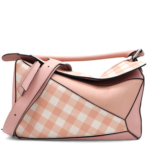 Calfskin Gingham Puzzle Bag Salom Medium