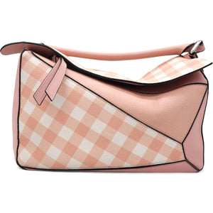 Calfskin Gingham Puzzle Bag Salom Medium