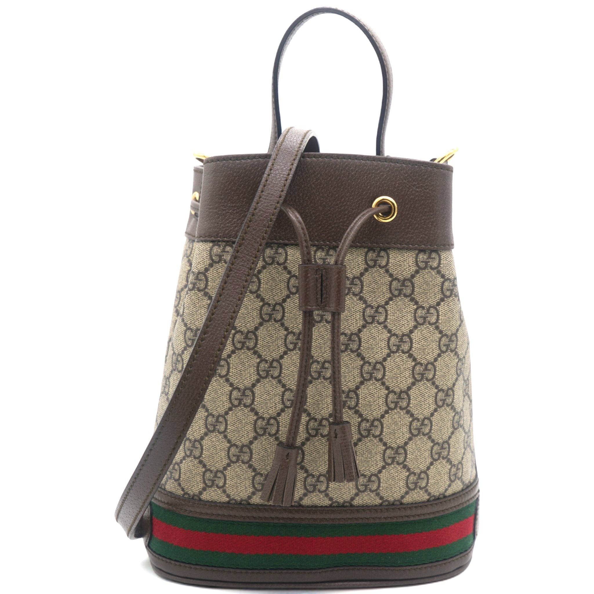 Beige/Ebony GG Supreme Canvas and Leather Small Ophidia Bucket Bag