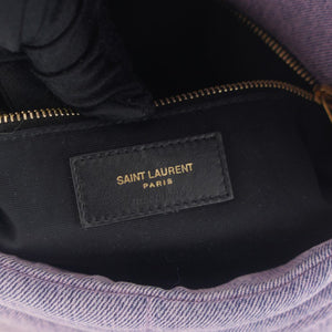 Denim Quilted Small Loulou Puffer Monogram Chain Satchel Bleached Lilac