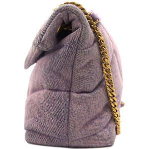Denim Quilted Small Loulou Puffer Monogram Chain Satchel Bleached Lilac