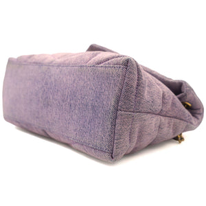 Denim Quilted Small Loulou Puffer Monogram Chain Satchel Bleached Lilac