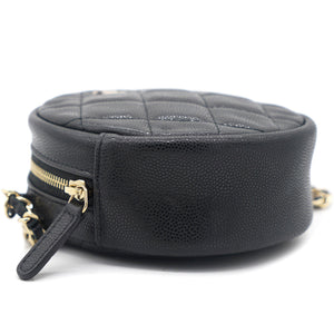 Mini Round Purse Vanity Caviar Leather Black
