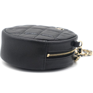 Mini Round Purse Vanity Caviar Leather Black