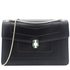Medium Serpenti Forever Flap Shoulder Bag Black