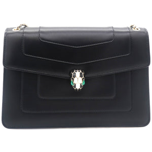 Medium Serpenti Forever Flap Shoulder Bag Black