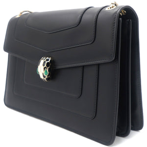 Medium Serpenti Forever Flap Shoulder Bag Black