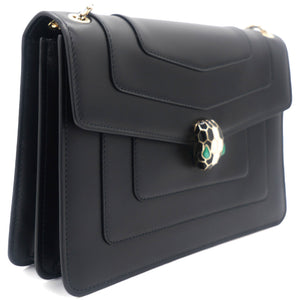 Medium Serpenti Forever Flap Shoulder Bag Black