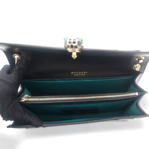 Medium Serpenti Forever Flap Shoulder Bag Black