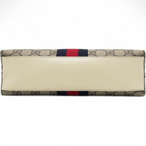 GG Supreme Monogram Textured Dollar Web Ophidia Dome Shoulder Bag Beige Ebony Mystic White