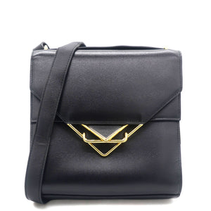 Box Calfskin Clip Lock Crossbody Bag Black