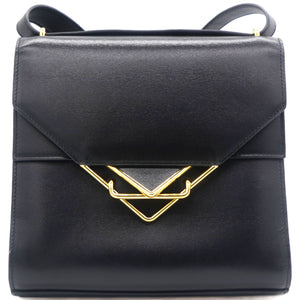 Box Calfskin Clip Lock Crossbody Bag Black