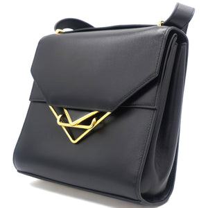 Box Calfskin Clip Lock Crossbody Bag Black