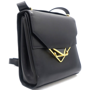 Box Calfskin Clip Lock Crossbody Bag Black