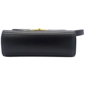 Box Calfskin Clip Lock Crossbody Bag Black