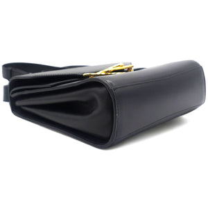 Box Calfskin Clip Lock Crossbody Bag Black