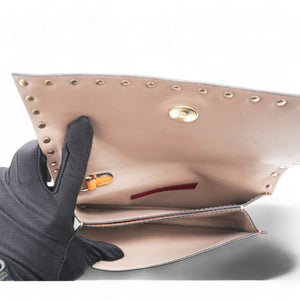 Garavani Nappa Rockstud Wristlet Clutch Camel