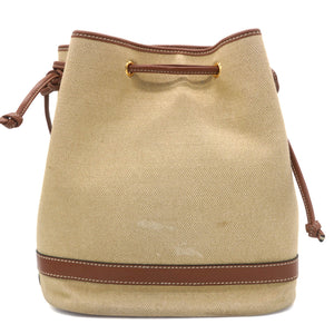 Seau Marin Drawstring Cabas in Beige Textile and Tan Leather