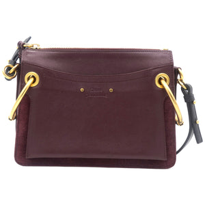 Calfskin Suede Small Roy Bag Plum Burgundy