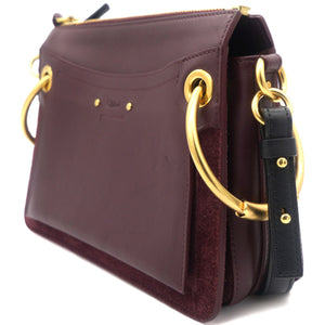 Calfskin Suede Small Roy Bag Plum Burgundy