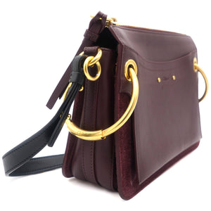 Calfskin Suede Small Roy Bag Plum Burgundy