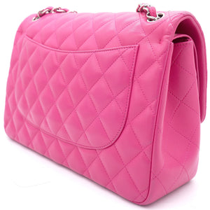 Pink Quilted Lambskin Leather Jumbo Classic Double Flap Bag