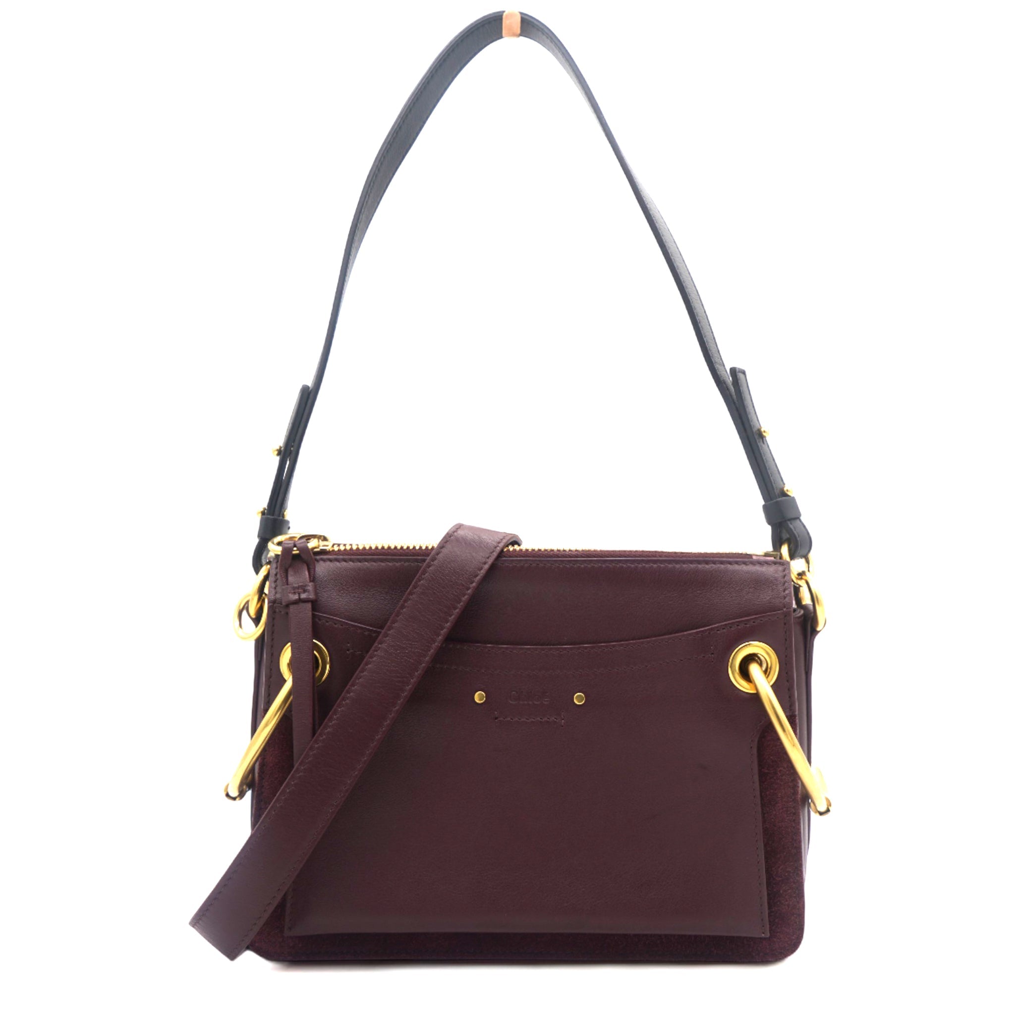 Calfskin Suede Small Roy Bag Plum Burgundy