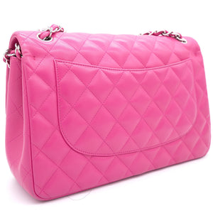 Pink Quilted Lambskin Leather Jumbo Classic Double Flap Bag
