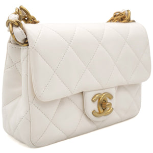 White Mini Quilted Single Flap Bag Shoulder Bag 23s