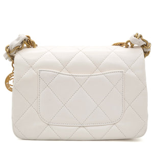 White Mini Quilted Single Flap Bag Shoulder Bag 23s