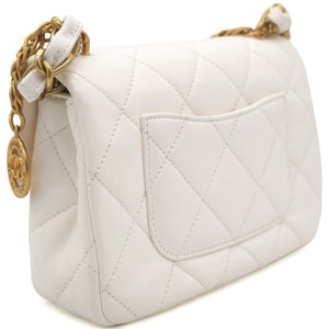 White Mini Quilted Single Flap Bag Shoulder Bag 23s