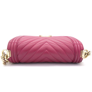 Fuschia Lambskin Chevron Quilted Old Medium Boy Flap