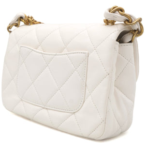 White Mini Quilted Single Flap Bag Shoulder Bag 23s