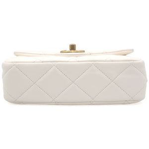 White Mini Quilted Single Flap Bag Shoulder Bag 23s