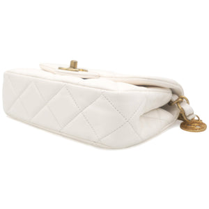 White Mini Quilted Single Flap Bag Shoulder Bag 23s