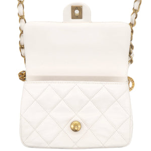White Mini Quilted Single Flap Bag Shoulder Bag 23s