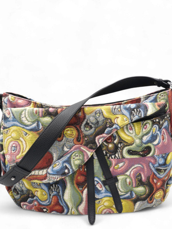 X KENNY SCHARF Jacquard Printed Soft Saddle Bag Multicolor