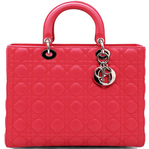 Lambskin Cannage Large Lady Dior Pink