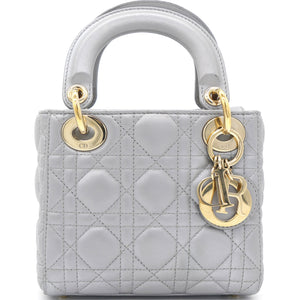 Pearl Grey Cannage Leather Mini Lady Dior Tote