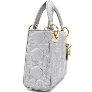 Pearl Grey Cannage Leather Mini Lady Dior Tote