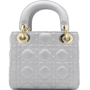 Pearl Grey Cannage Leather Mini Lady Dior Tote