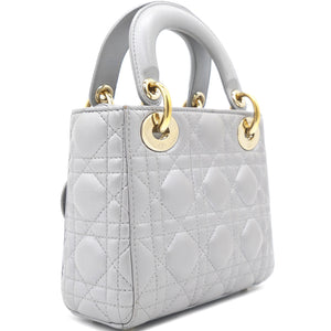 Pearl Grey Cannage Leather Mini Lady Dior Tote