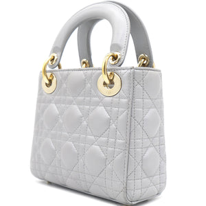 Pearl Grey Cannage Leather Mini Lady Dior Tote