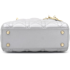 Pearl Grey Cannage Leather Mini Lady Dior Tote