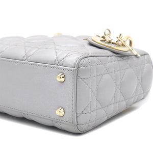 Pearl Grey Cannage Leather Mini Lady Dior Tote