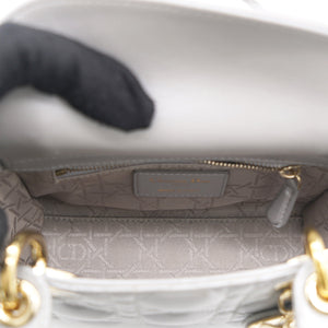 Pearl Grey Cannage Leather Mini Lady Dior Tote