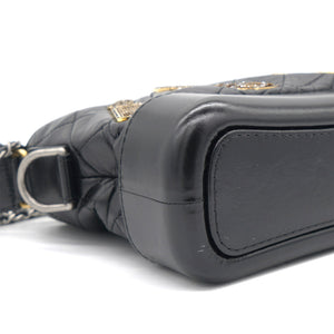 Black Aged Calfskin Quilted Charms Small Gabrielle Bag